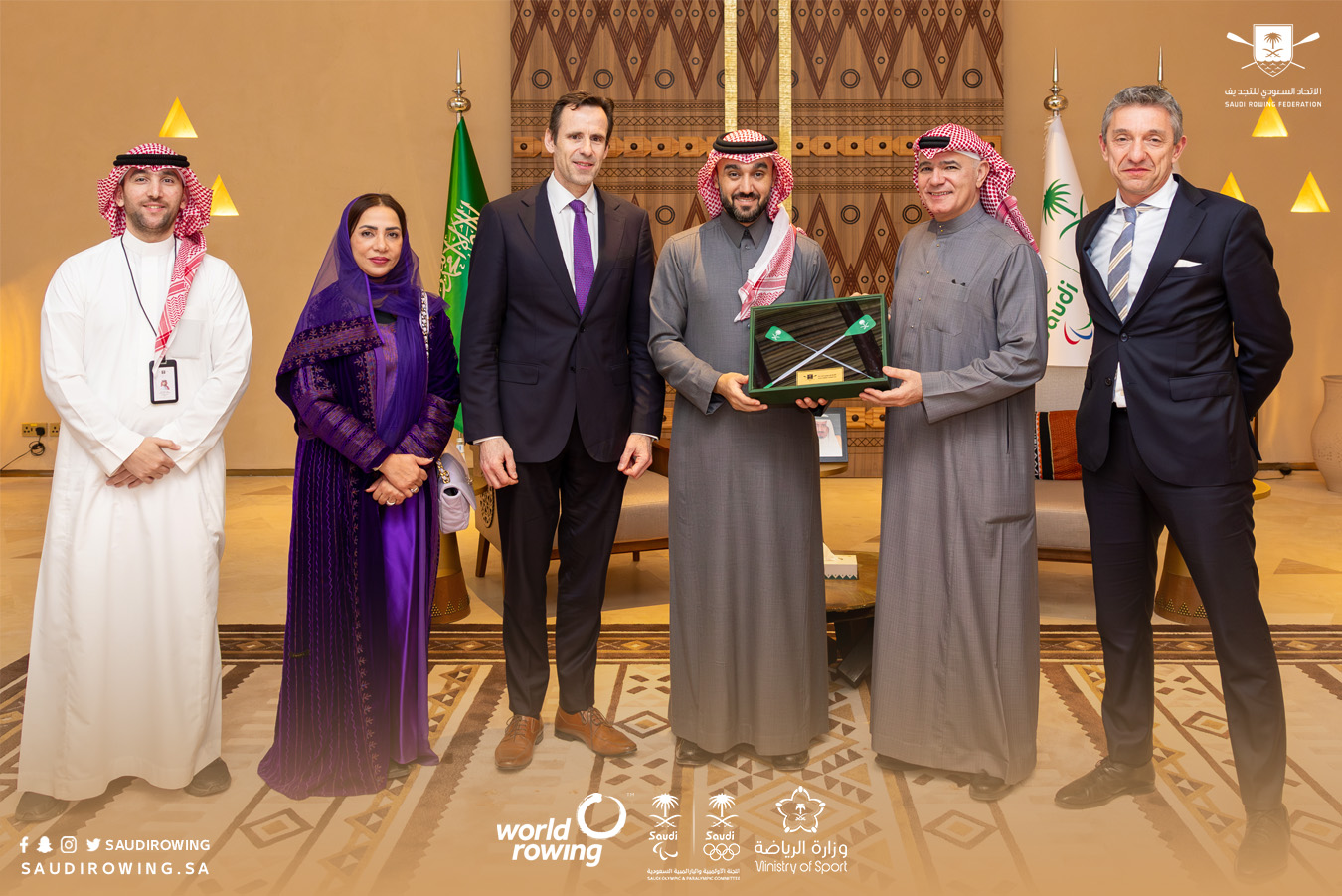 وزير الرياضة يستقبل رئيس الاتحاد الدولي للتجديف لبحث سبل تطوير الرياضة في المملكة